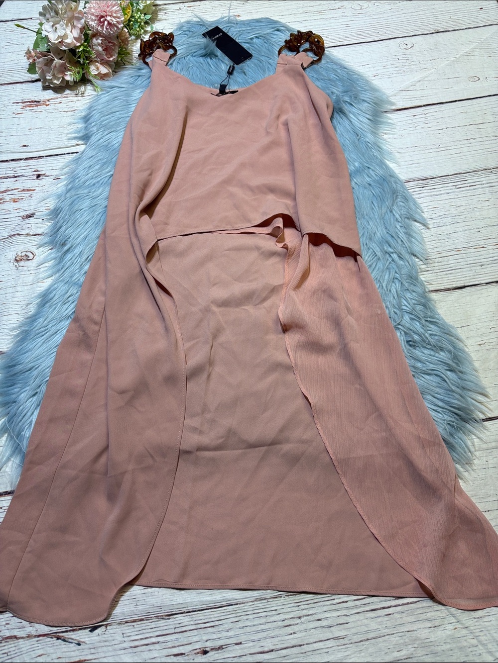 NWT Studio F Blush High-Low Tank Top with Tortoiseshell Strap Detail sz XS